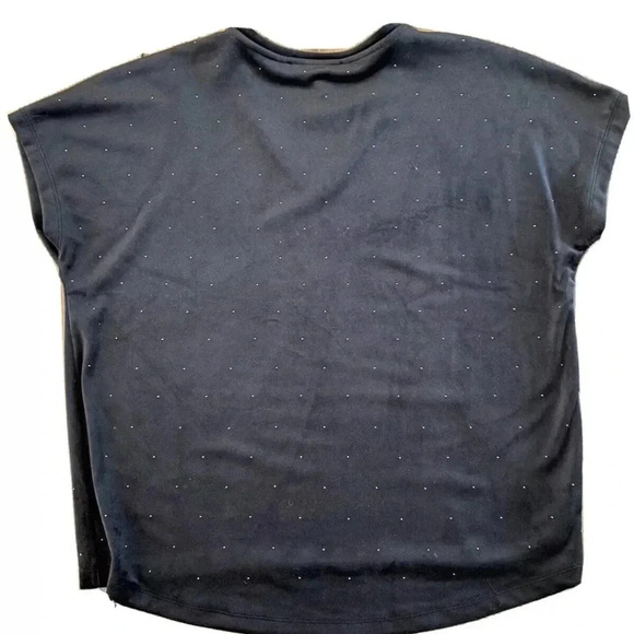 Ann Taylor LOFT Black Blouse Sz Small Velvet Top Sparkle Studs V Neck NWT $ 44 - Picture 4 of 8